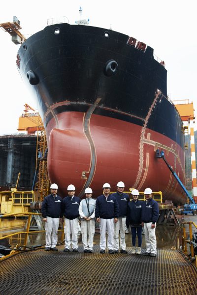 Portrait of workers at shipyard, GoSeong-gun, South Korea Portrait of workers at shipyard, GoSeong-gun, South Korea